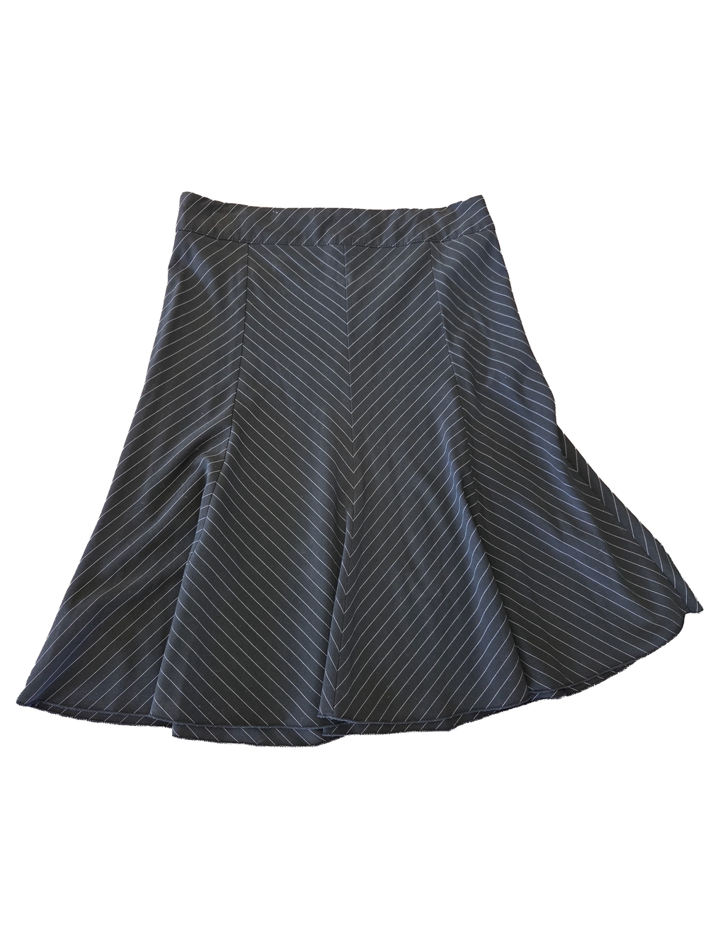 Black Pinstripe A-Line Skirt